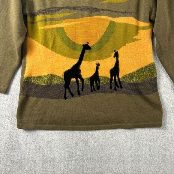 VTG Connie A Lee Wool Blend Safari Sunset Grandmacore Sweater Size M/L - Picture 6 of 11